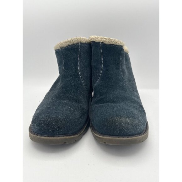 Sporto Womens Leather & Suede Ankle Boots With Faux Fur Lining 7.5W Blue - Picture 2 of 8